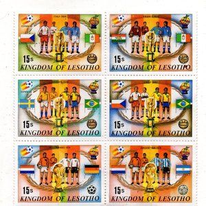 1982 Football World Cup - Spain  Set of Six Lesotho Mint Postage Stamps
